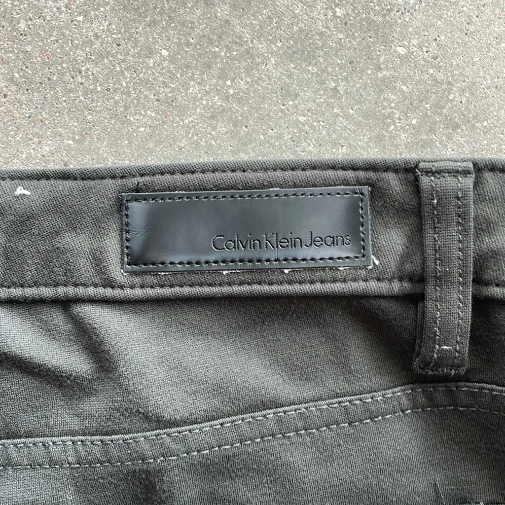 CALVIN KLEIN JEANS Army Green Taper Pants Stretch Logo Pockets Women's 10 - Image 6