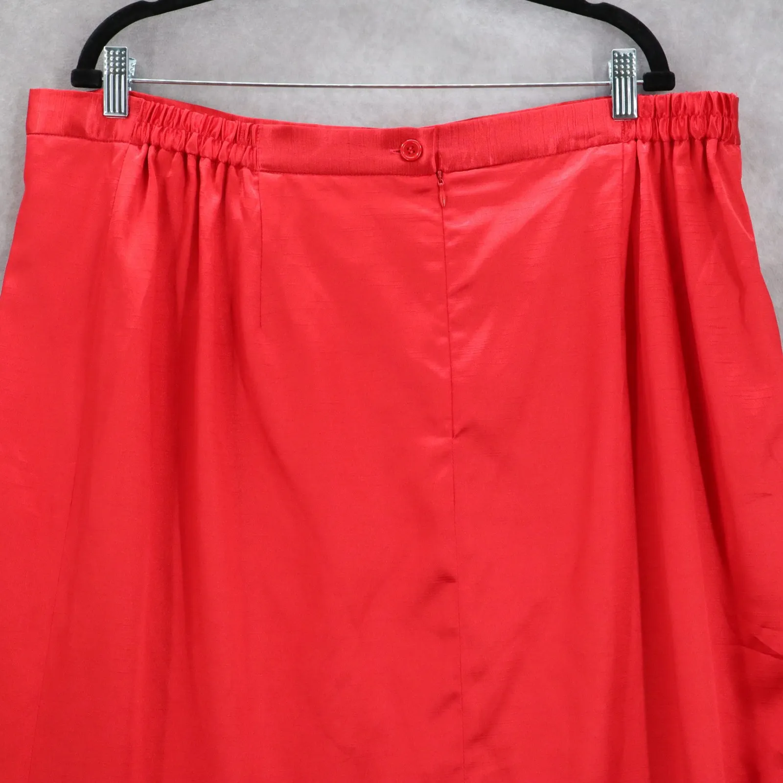Ashro Red Formal Flare Long Party Satin Chic Vintage Cherry Maxi Skirt Plus 22W Size 18 - Image 5