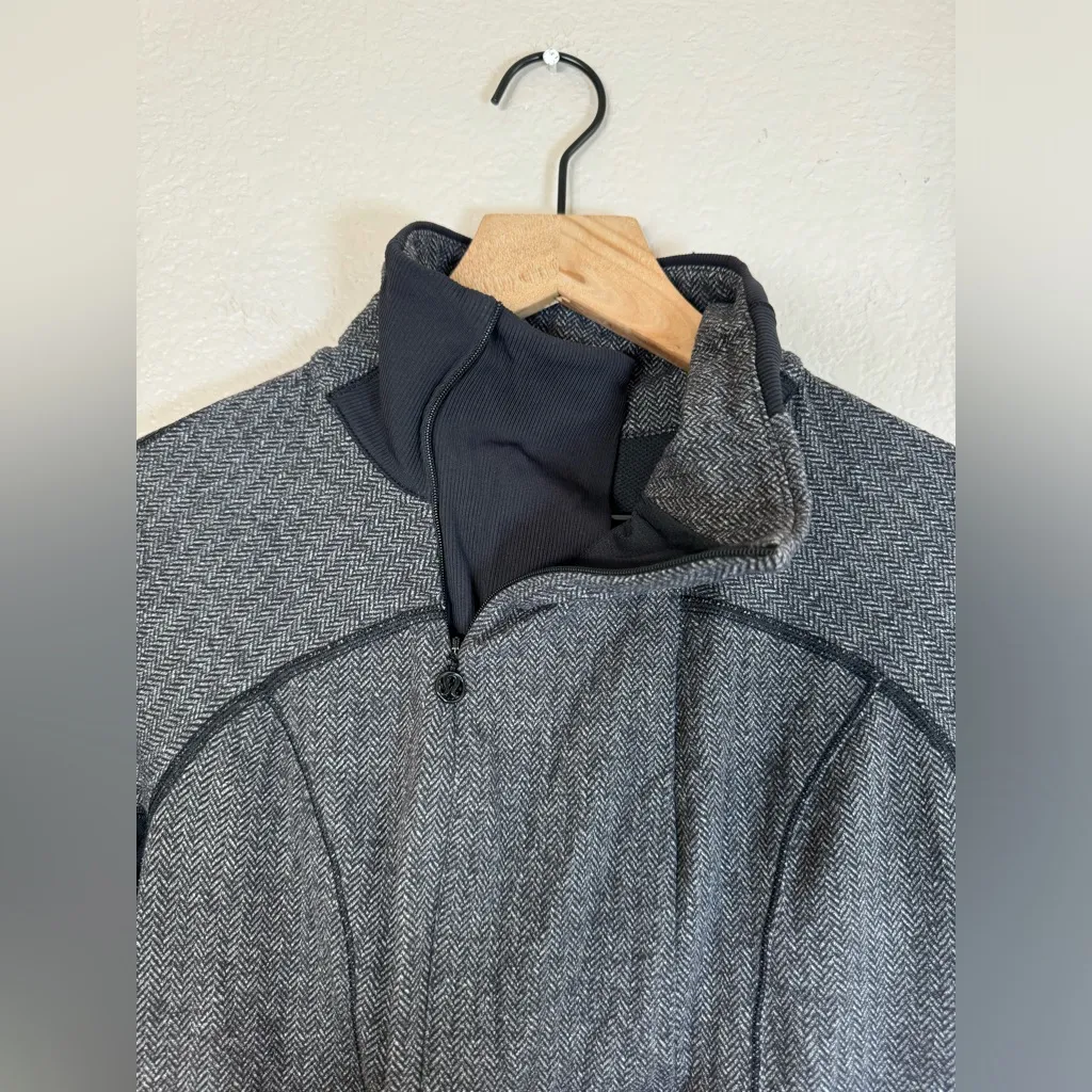 Lululemon Base Runner 1/2 Zip Heathered Herringbone Heathered Black size 6 - Image 9