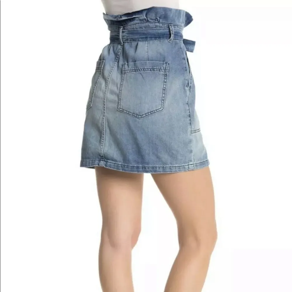 Free People Splendor In The Grass Denim Paper Bag Tie Waist Mini Skirt - Image 2