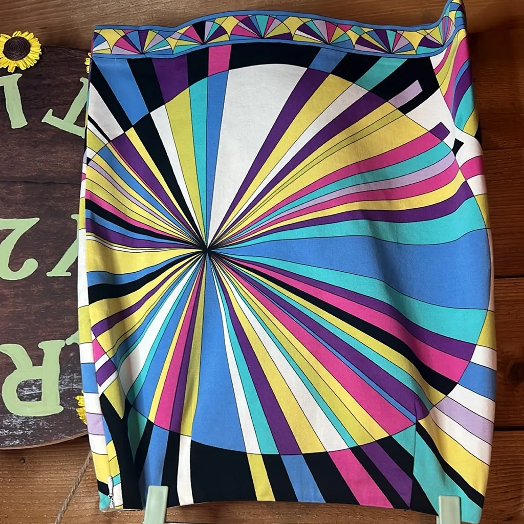 Vintage Carlisle Geometric Cotton Midi Pencil Skirt 90 Y2K Pattern Mod 70s Inspo - Image 2