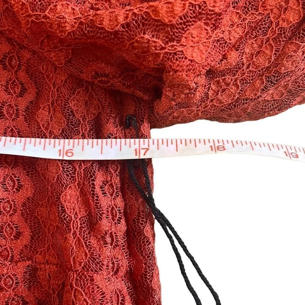 Haute Monde Short Puff Sleeve Geometric Lace Sheer NWT Orange Medium Workwear - Image 8