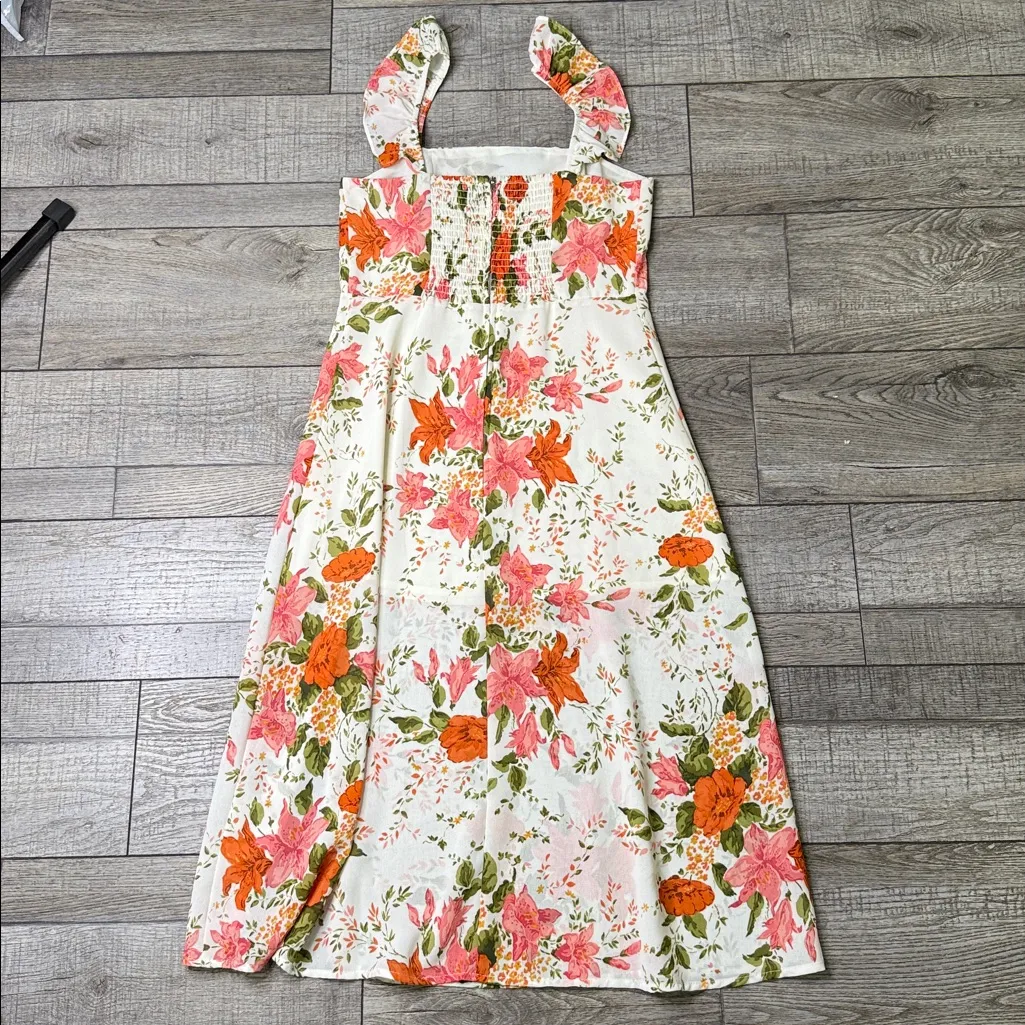 NLW Current Fashion Floral Dress with Ruffle Straps & Leg Slit - Image 2