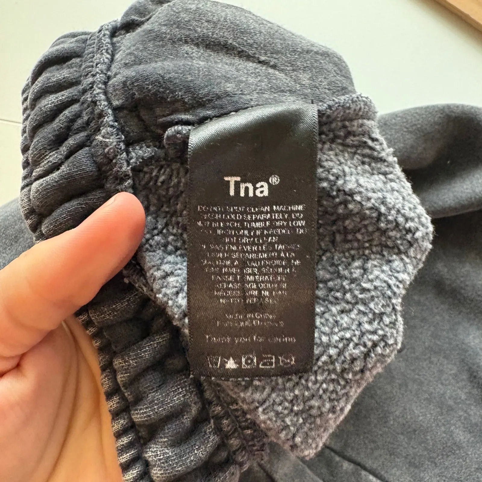 TNA Cozy Fleece Mega Sweatpants Acid Wash Gray XS Joggers Lounge Athleisure - Image 6