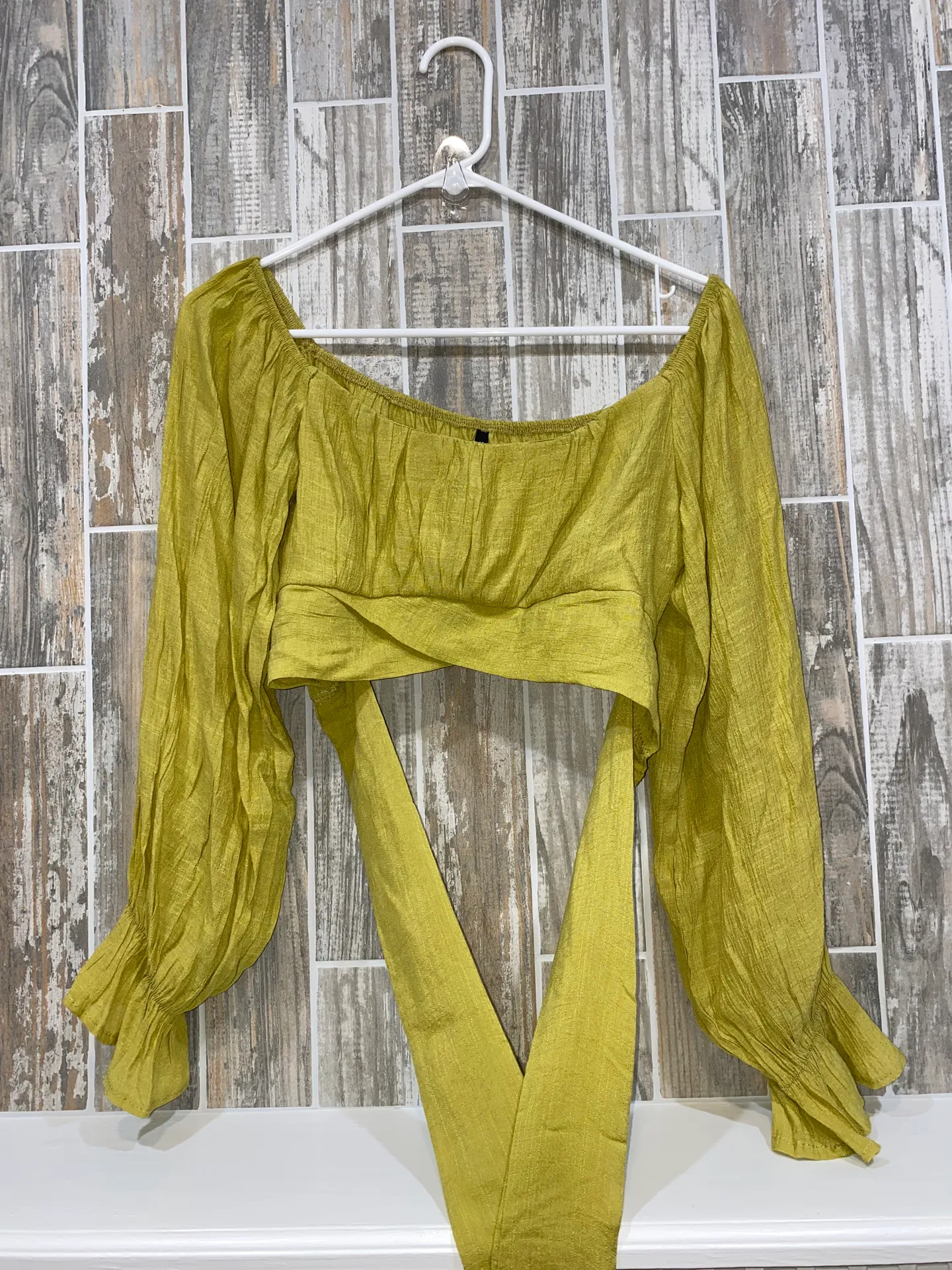 Olive Green Tie Back Crop Top - Image 4