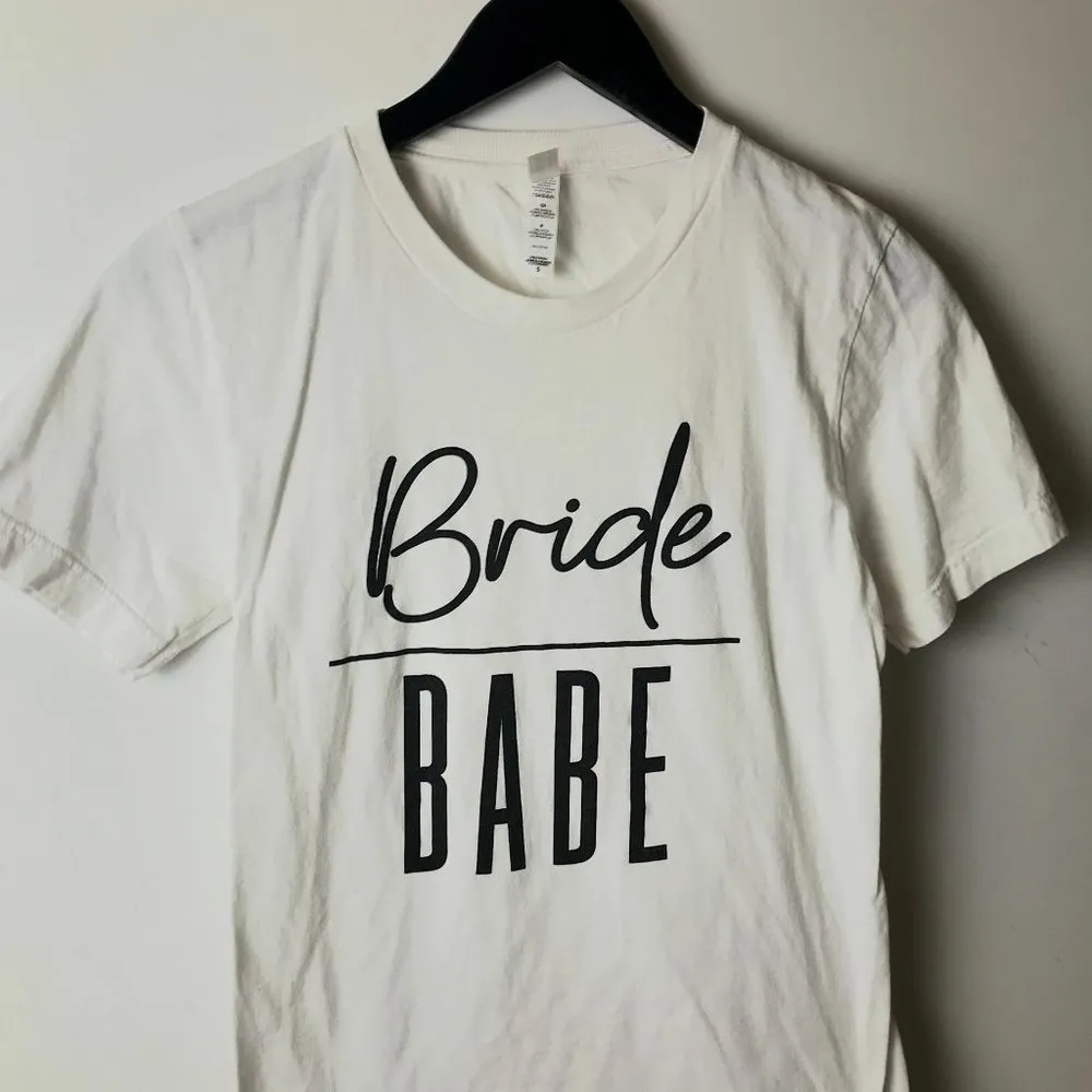 Bride Babe T Shirt Womens White Small S Graphic Tee 100% Cotton Short Sleeve - Image 10