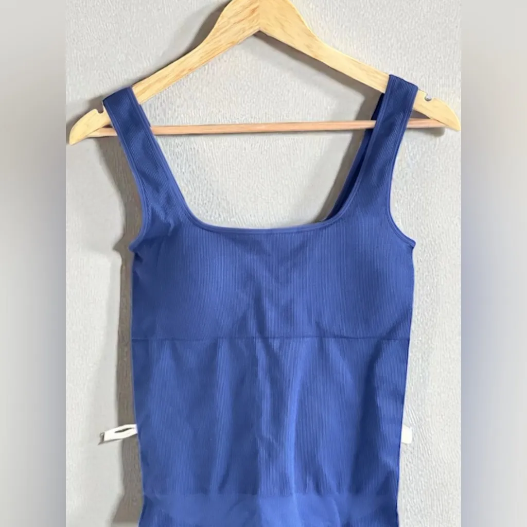 POPilush Shapewear Seamless Square Neck Smoothing Sport Romper Blue Size XL - Image 4