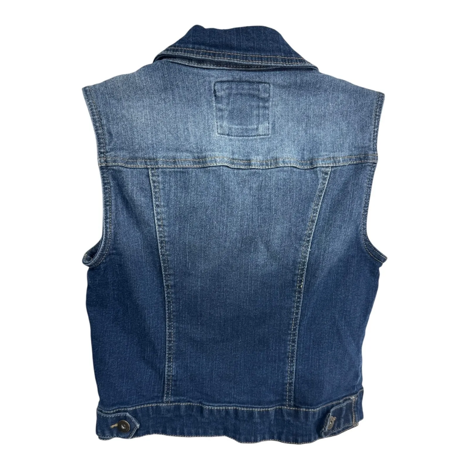 Mudd Y2K Blue Denim Sleeveless Button Front Jean‎ Trucker Vest Size Small - Image 2