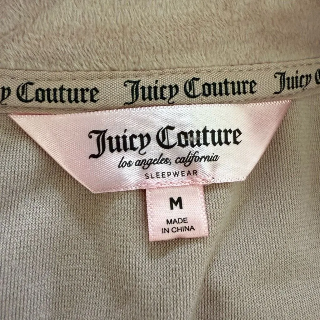 Juicy Couture Silky Soft Pink Velour Silver Bling Stud Cropped Button Up M - Image 11