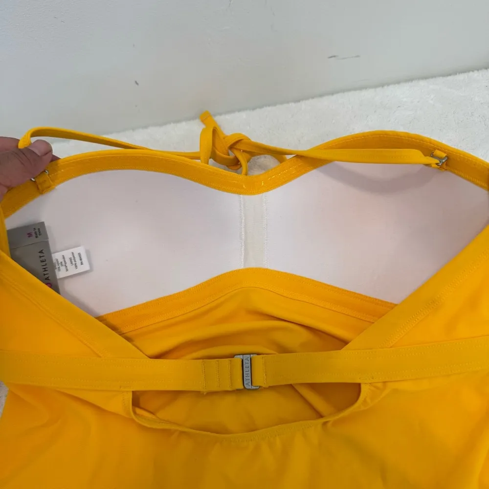 Athleta Yellow Shirred Halter Tankini Swim Top M - Image 5