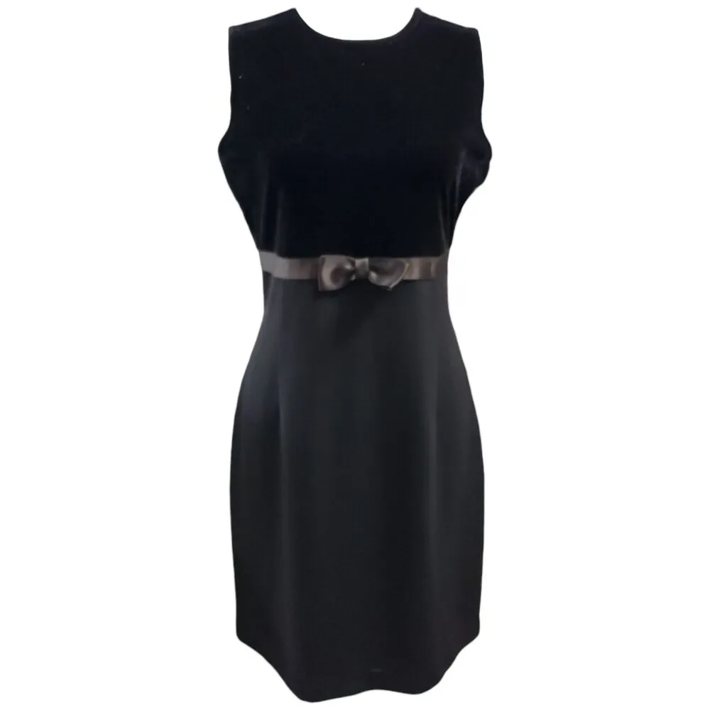 Ann Taylor Womens Black Mixed Media Velvet Sleeveless Dress 8 - Image 3