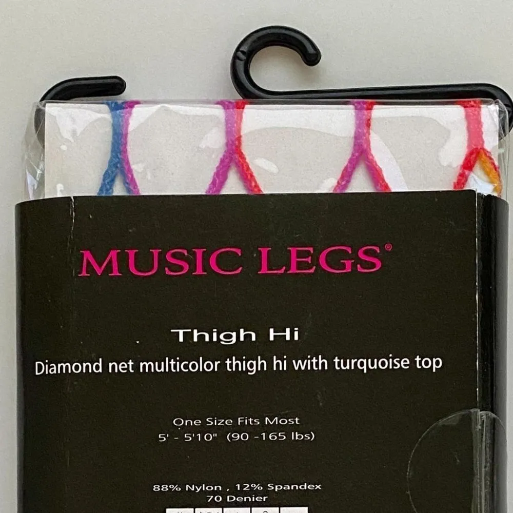 DIAMOND Net Multicolor Thigh hi With Turquoise Top Blue - Image 3