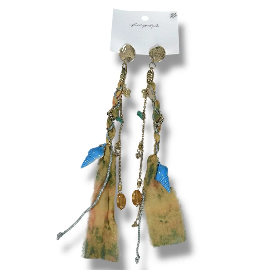 Free People Fairy Mermaid Clearwater Dangle Earrings Gold NWT Beach Boho - Image 4
