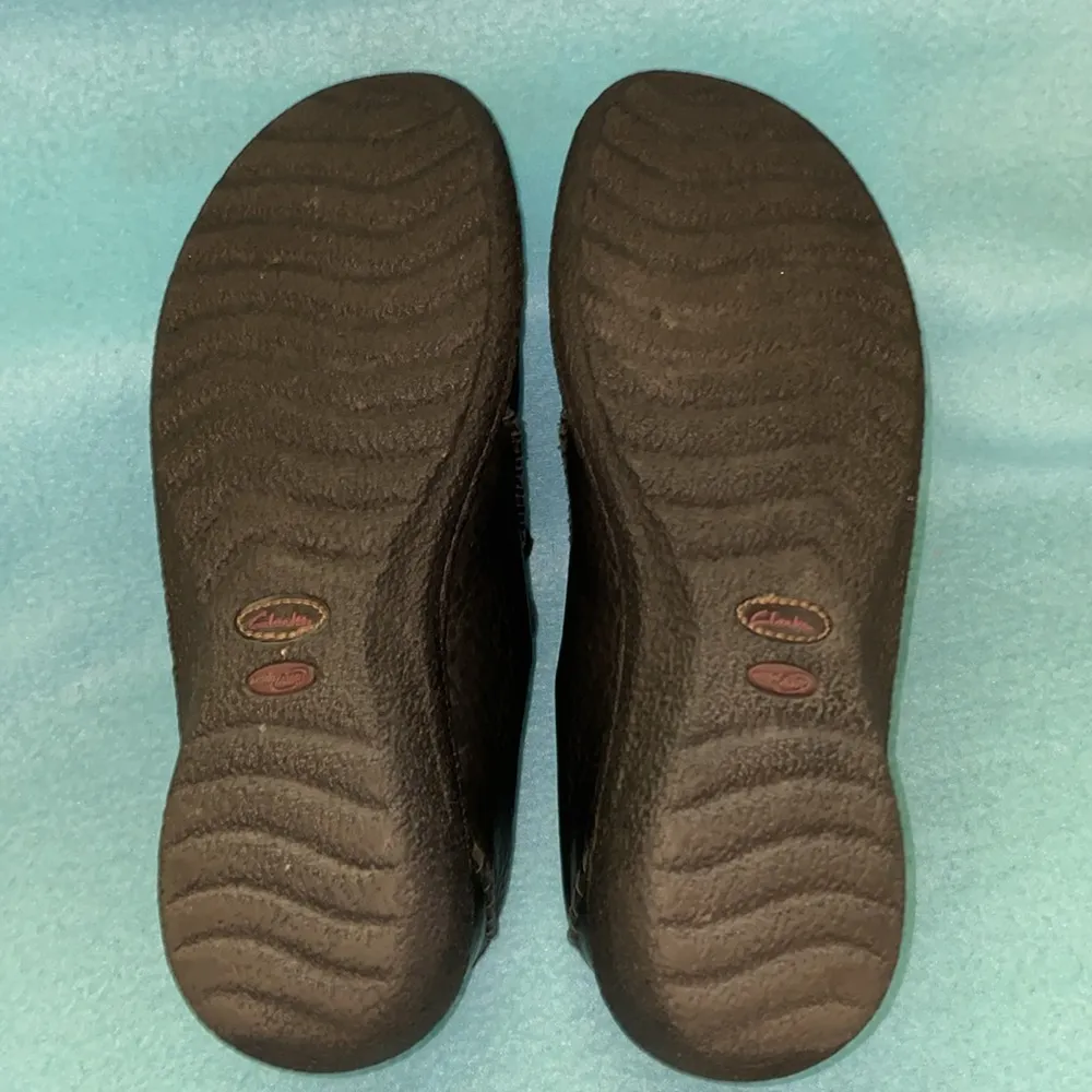 CLARKS Artisan Inca Meg leather zipper front wedge slip-on black NEW size 7.5 M - Image 3