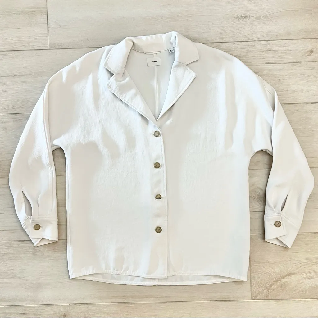 Aritzia Wilfred Free Form Shirt Cardigan in White Size XS - Image 2