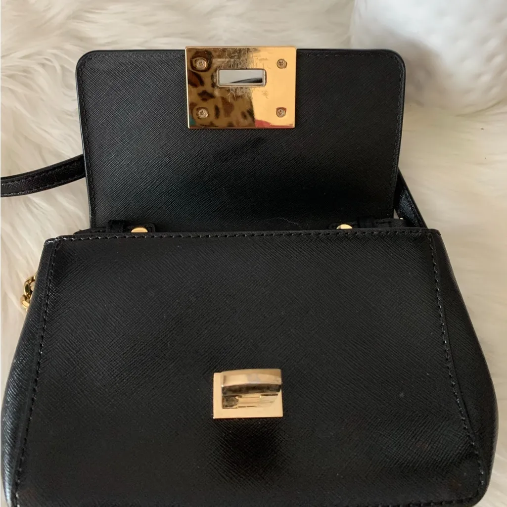 Michael Kors Black Crossbody Bag with Gold Accents - Image 8