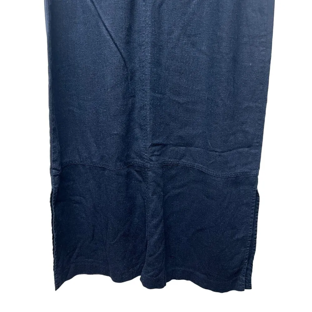 Paul Harris Vintage Pullover Sleeveless Navy Blue Denim Maxi Dress Womens Medium - Image 9