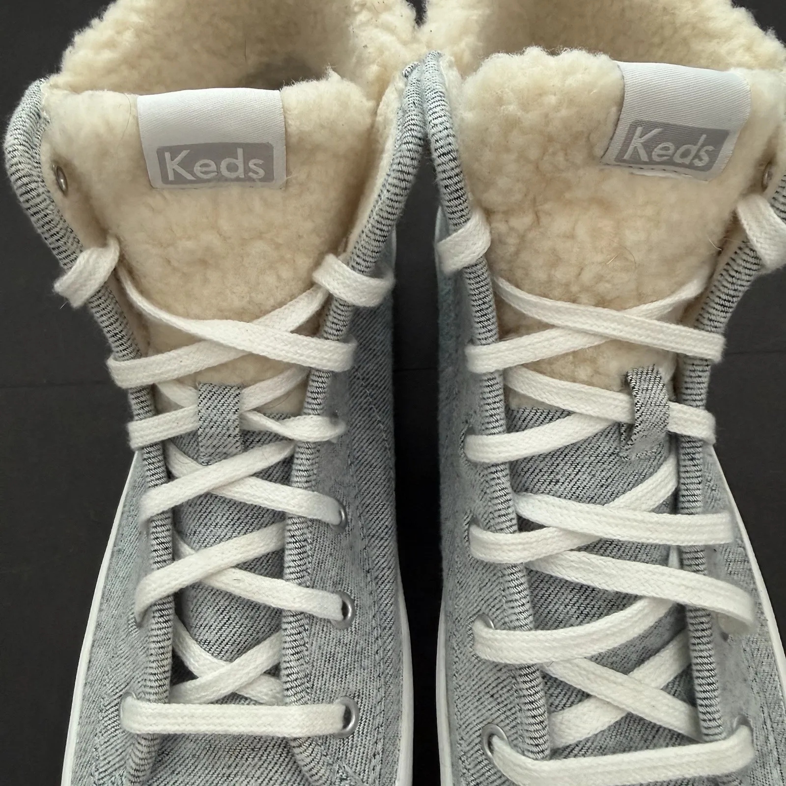 Keds Kickstart Hi Top TRX Shearling Sneaker Shoe Women US 9.5 Denim Lace Up Hi - Image 4