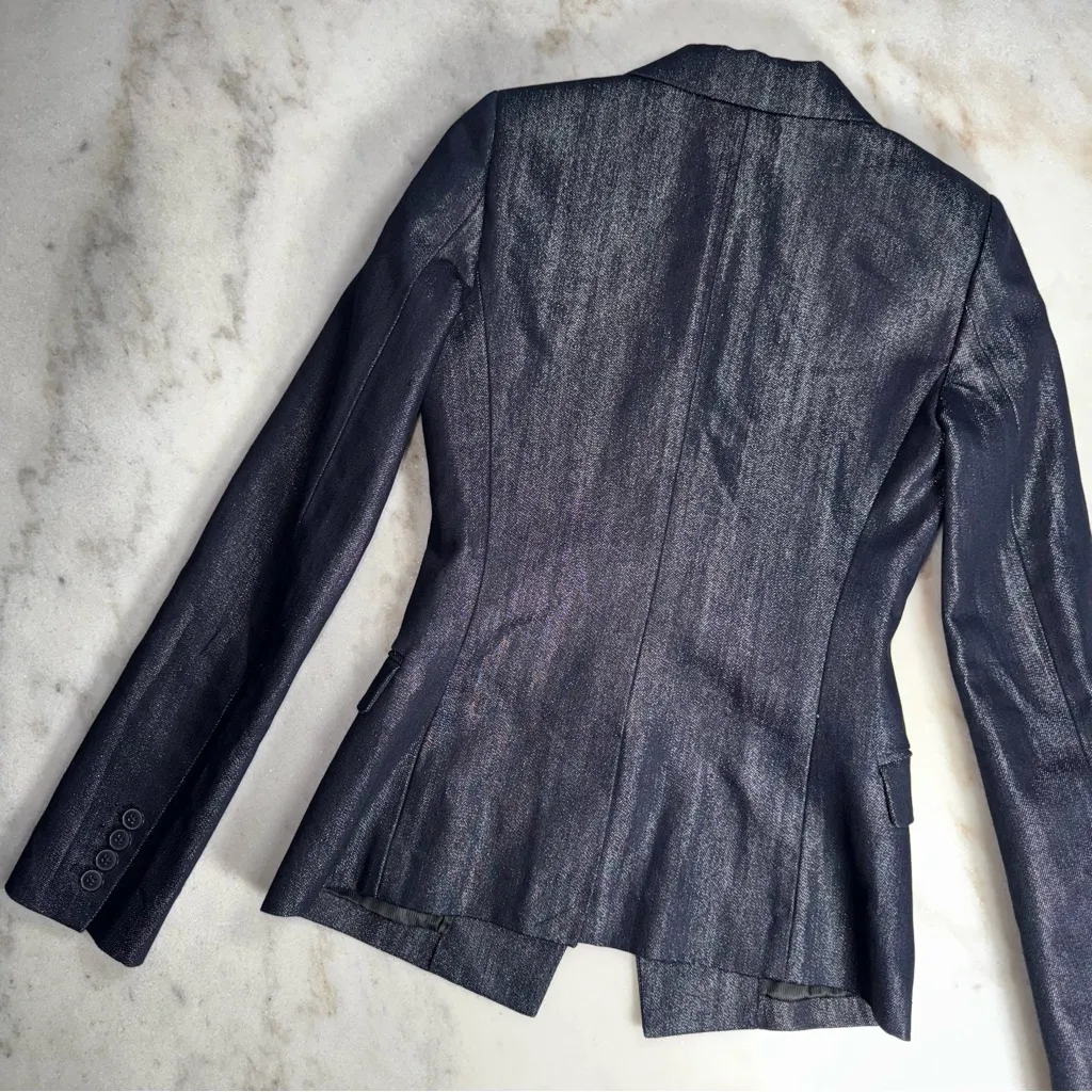 Talula Aritzia Blue Indigo Structured Single Button Blazer - Image 5