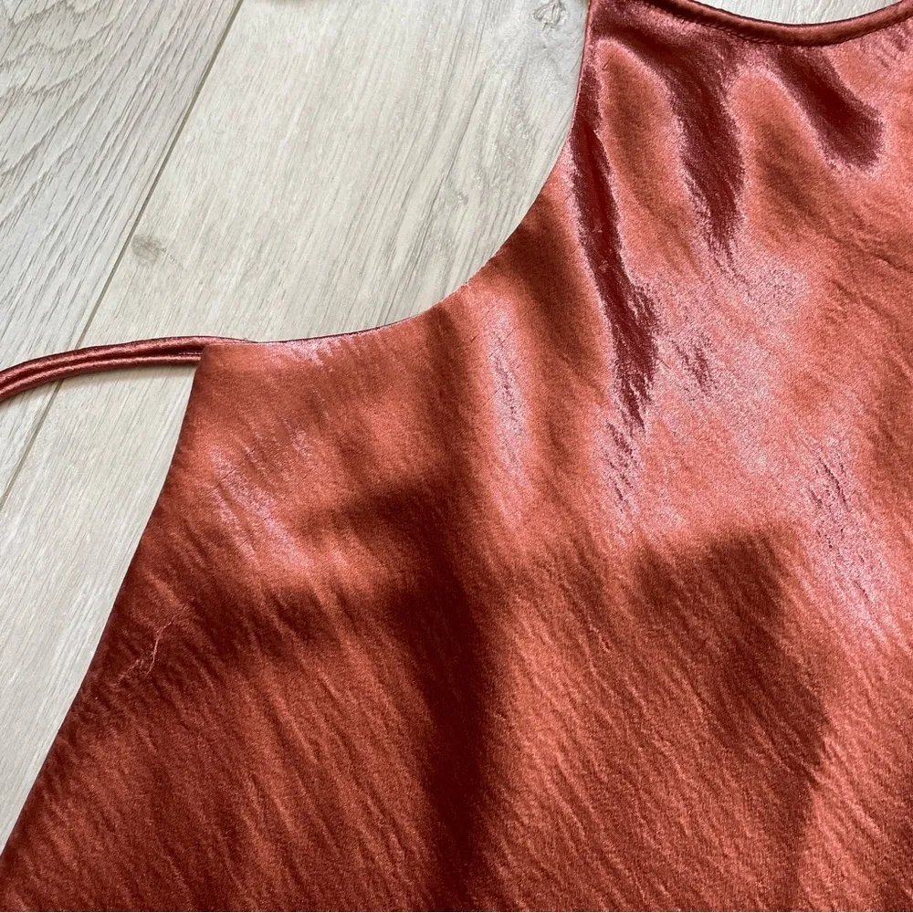 Free People Tank Top l'amour cami womens Pink medium satin going out party chic - Image 5