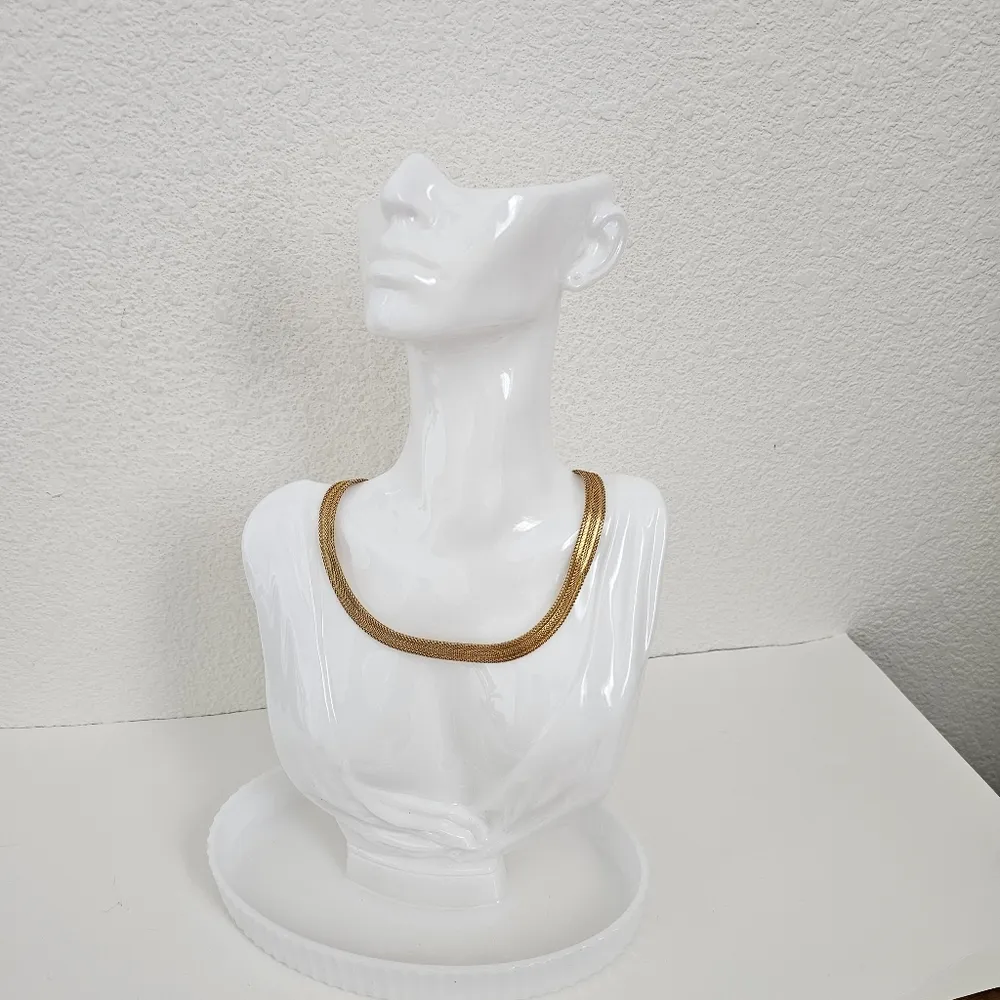 Vintage Crown Trifari Art Deco Mesh Chain Chocker snake Chain retro necklace - Image 2