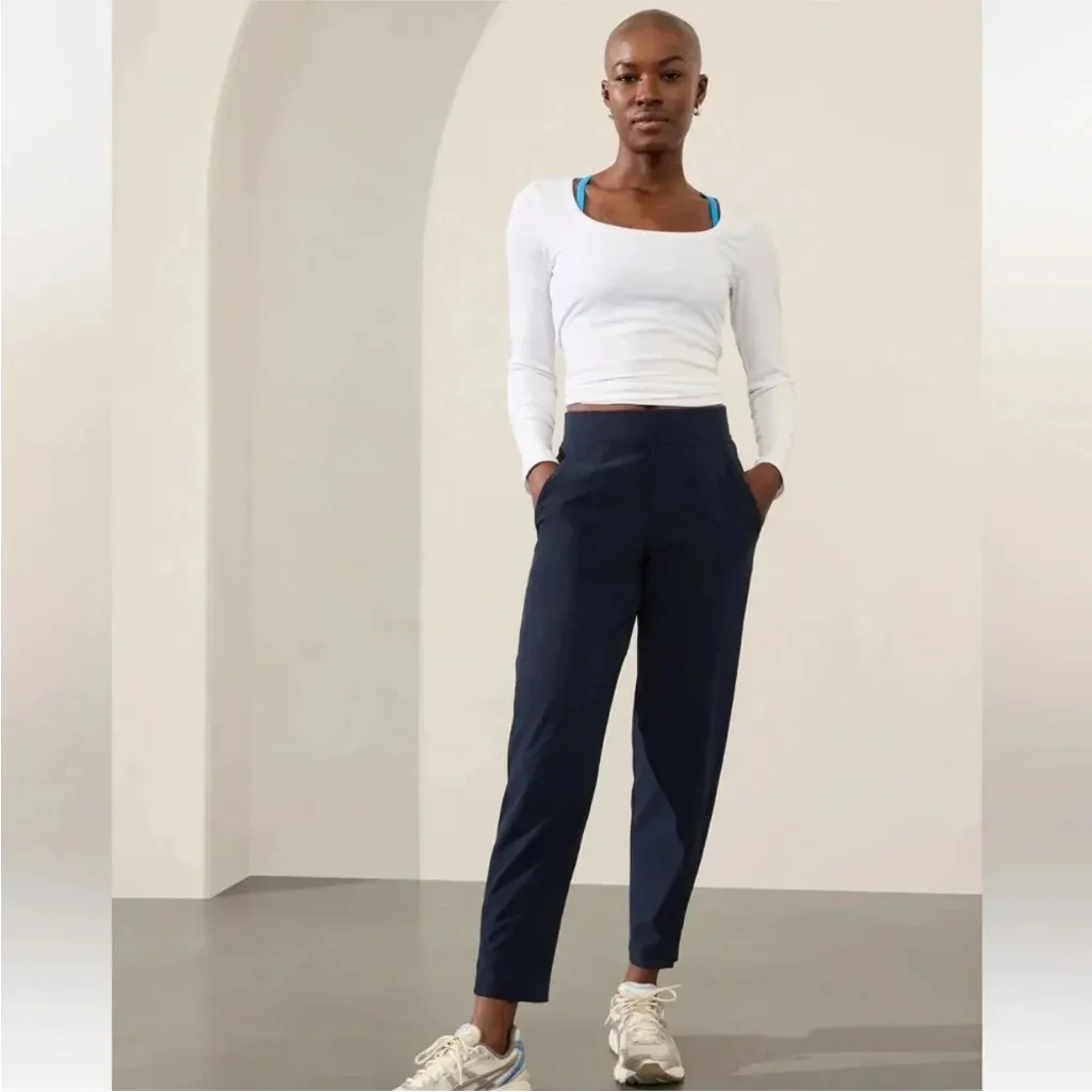 Athleta Brooklyn Ankle High-Rise Jewel Green Casual Activewear Pull On Pant, 6 - Image 10