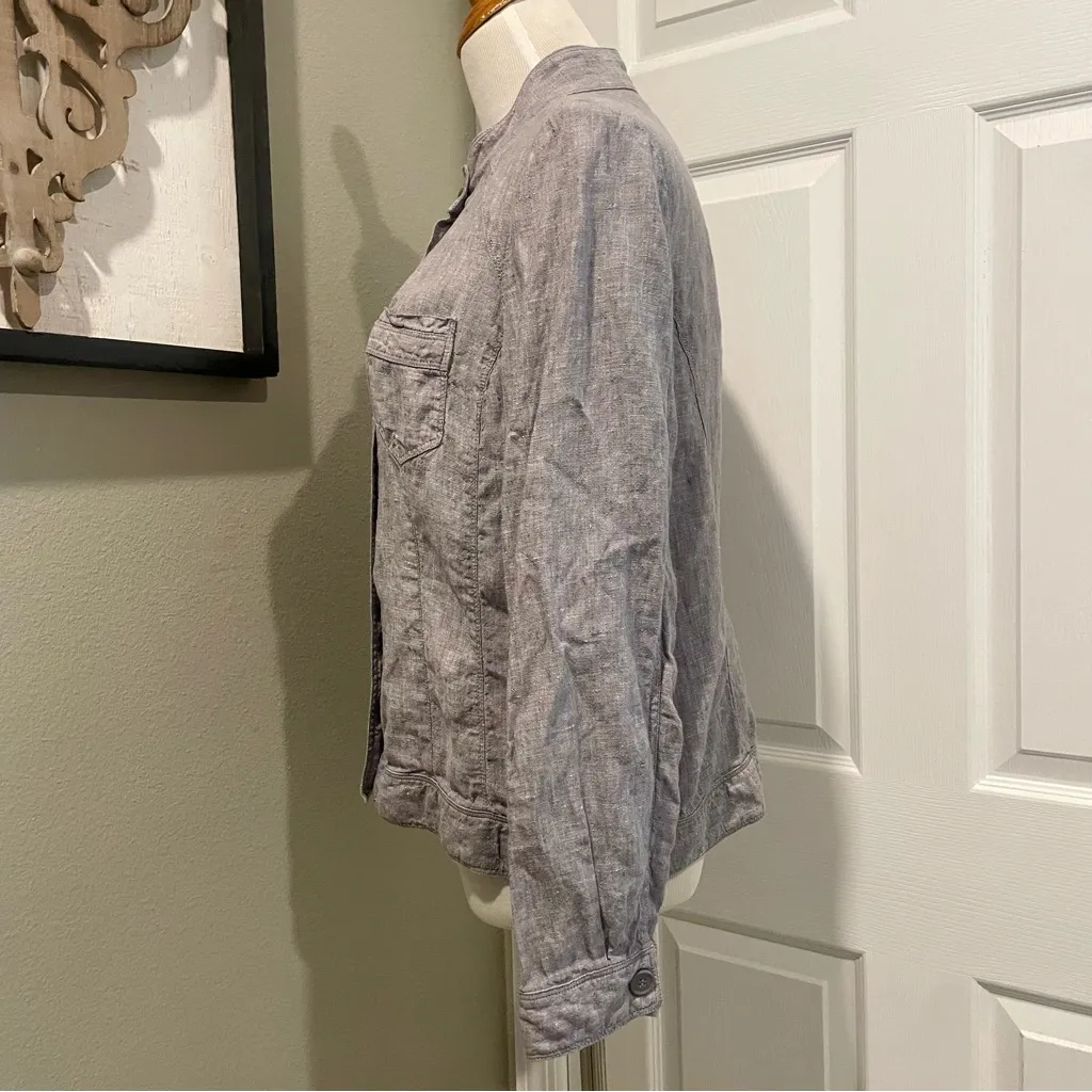 Christopher & Banks 100% Linen Jacket Button Down Shirt Size Large Preppy - Image 5