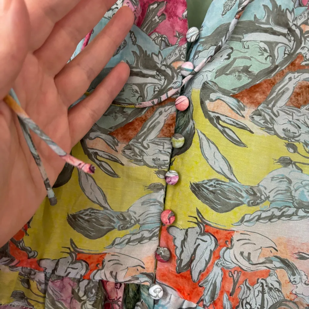 NEW Alice + Olivia Layla Midi Dress Lola’s Dream Rare Printed Size Small Graphic - Image 10