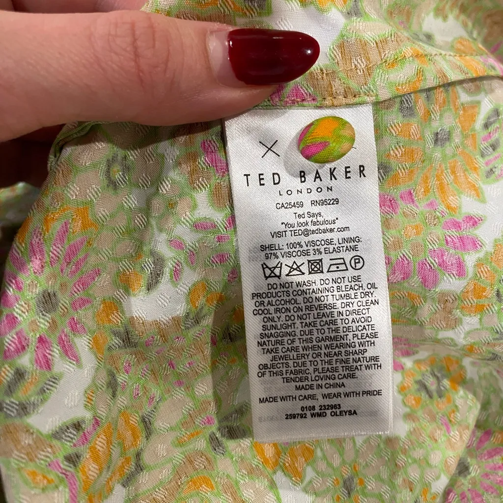 Ted Baker Oleysa Floral Asymetric Midi Dress | Retro 70’s Print Fit & Flare - Image 11