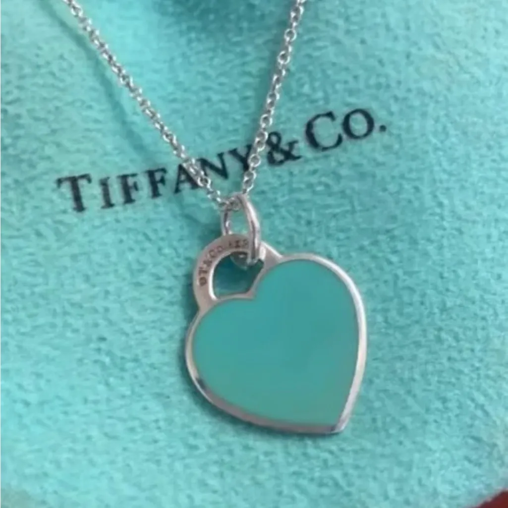 Tiffany & Co. Return to Tiffany Small Heart Tag Necklace Pendant Blue Enamel 16” - Image 6