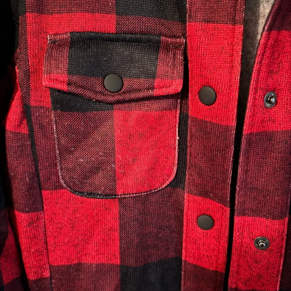 Land’s End Shacket Jacket Size Small Women's Red And Black Check Zip Pockets - Image 3