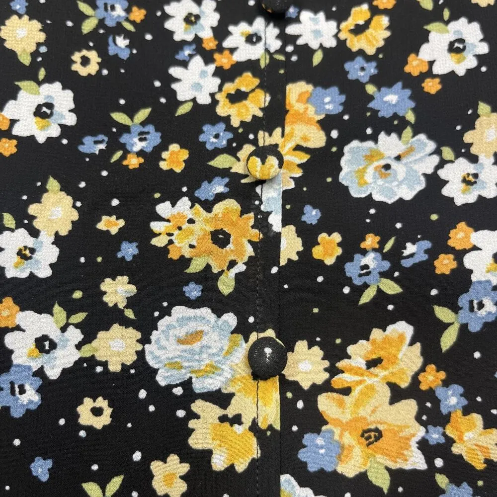 Lulus Y2K Babydoll Floral Chiffon Midi Dress Size Small Black Romantic Fairy - Image 7