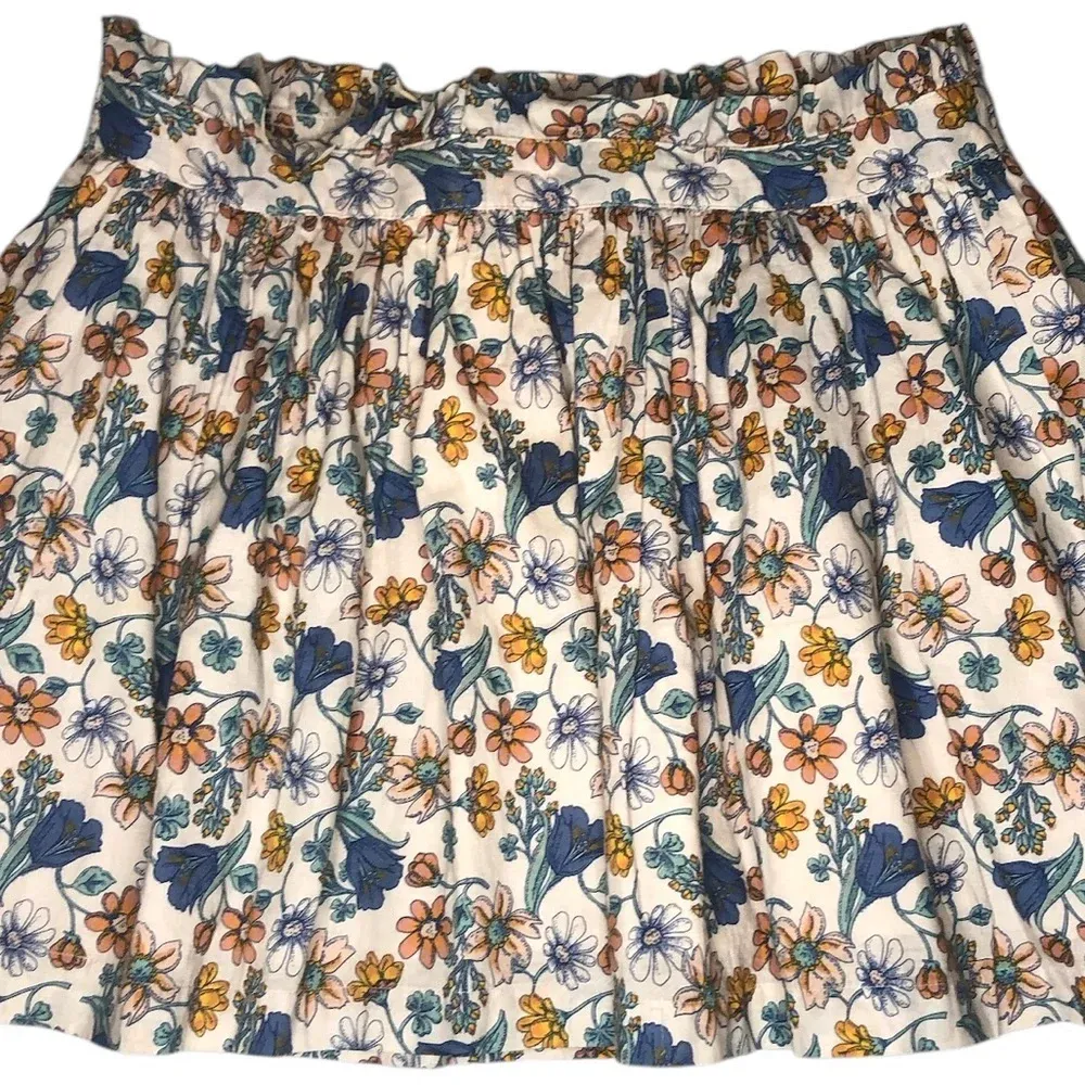 Frenchi Floral Print Flared Mini Skirt Blue Size XL - Image 3