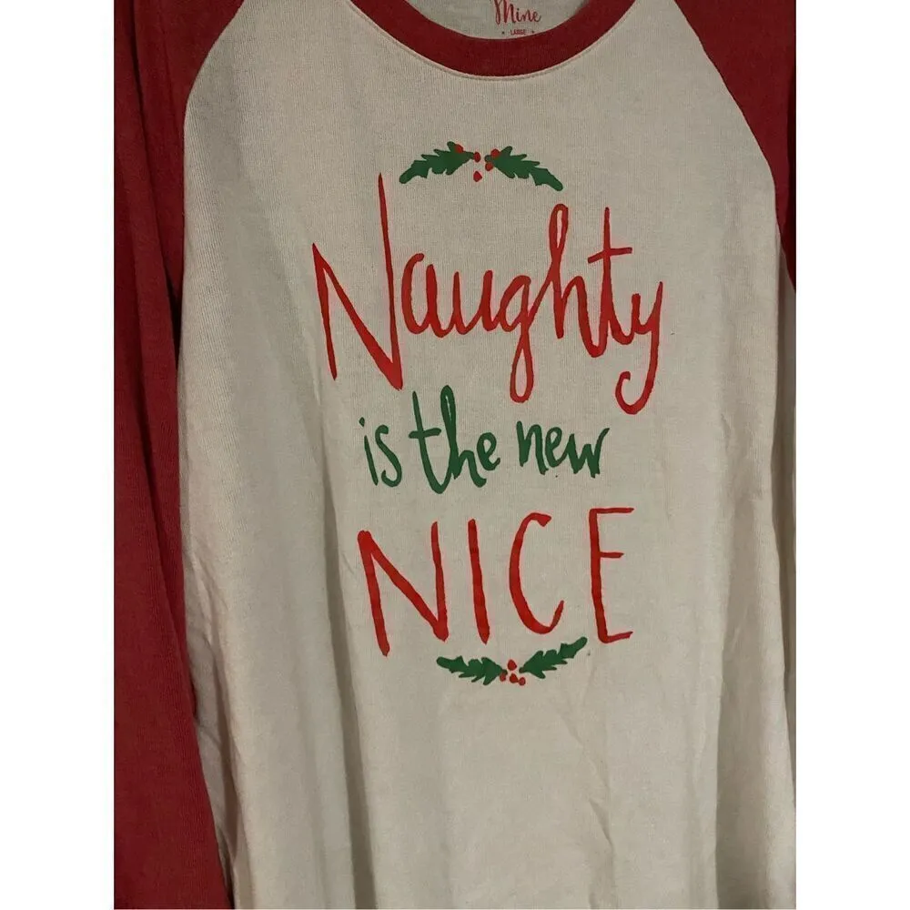 State Of Mine Naughty Is The New Nice Long Sleeve Top Size Large Red - Image 4