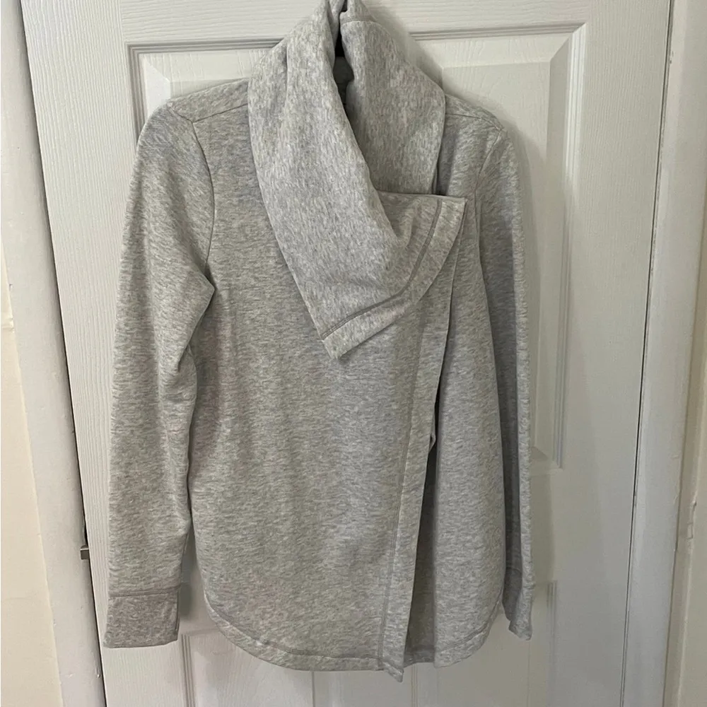 Z by Zella Shooting Star Drape Collar Cardigan Medium Light Gray - Image 2