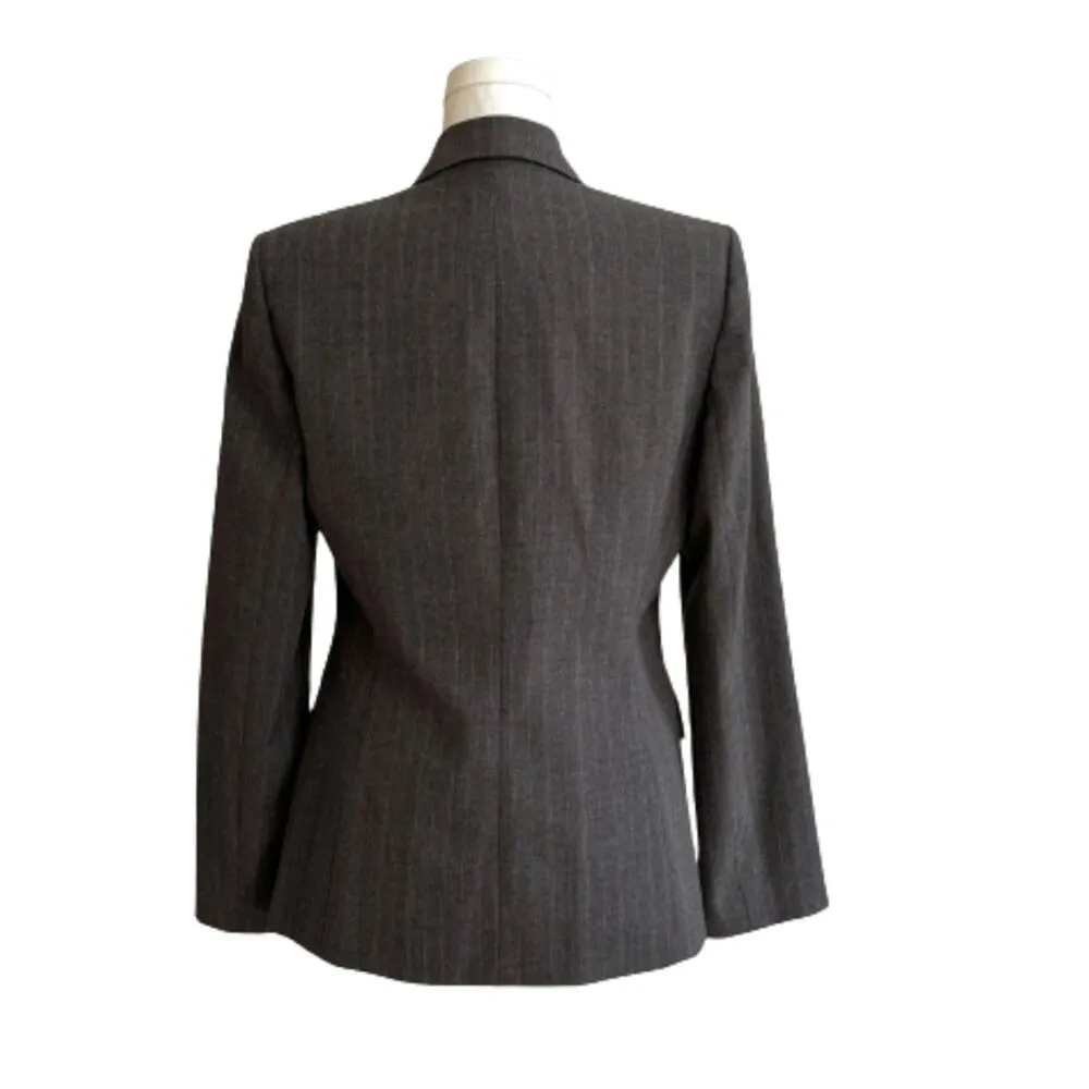 Evan Picone Suit Blazer Gray Pinstripe Faux Flap Pockets Blazer Jacket Size 6 - Image 4