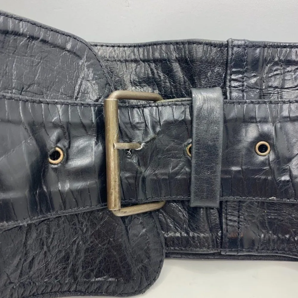 Jocasi London Vintage 80's Gator Print Wide Black Belt - Image 7