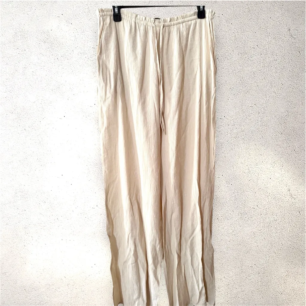 Zara Crinkle Pleated Wide Leg Pull On Pants M - Image 2