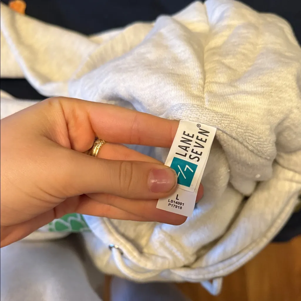 Gray Hoodie with Green Turtle Design Size L - Image 4