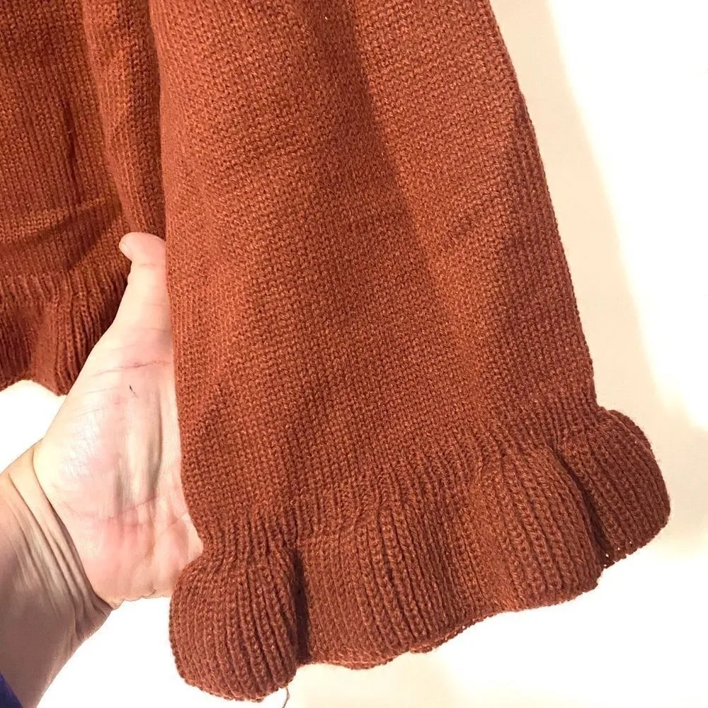 Love Riche Sweater ruffle Autumn colors large rust orange  ruffle sleeve - Image 3