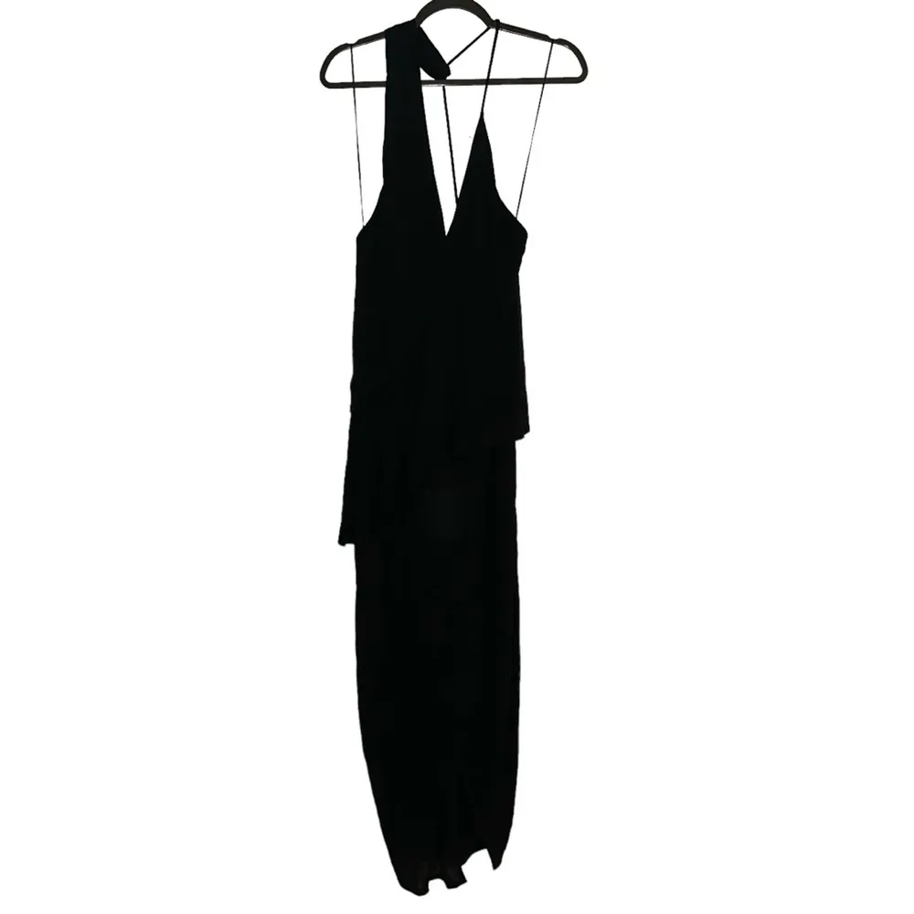 NEW Reiss Xena Strappy Black Open Back Plunge Neck Midi Dress US 10 - Image 3