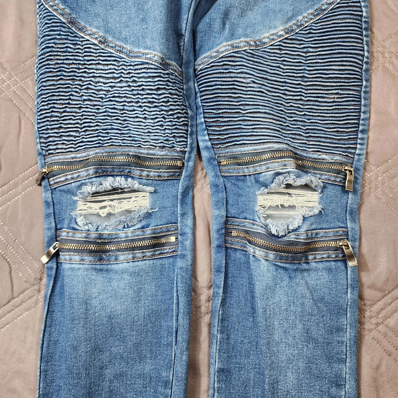 American Bazi Jeans Women's Medium Denim Blue Skinny Distressed Streetwear - Image 3