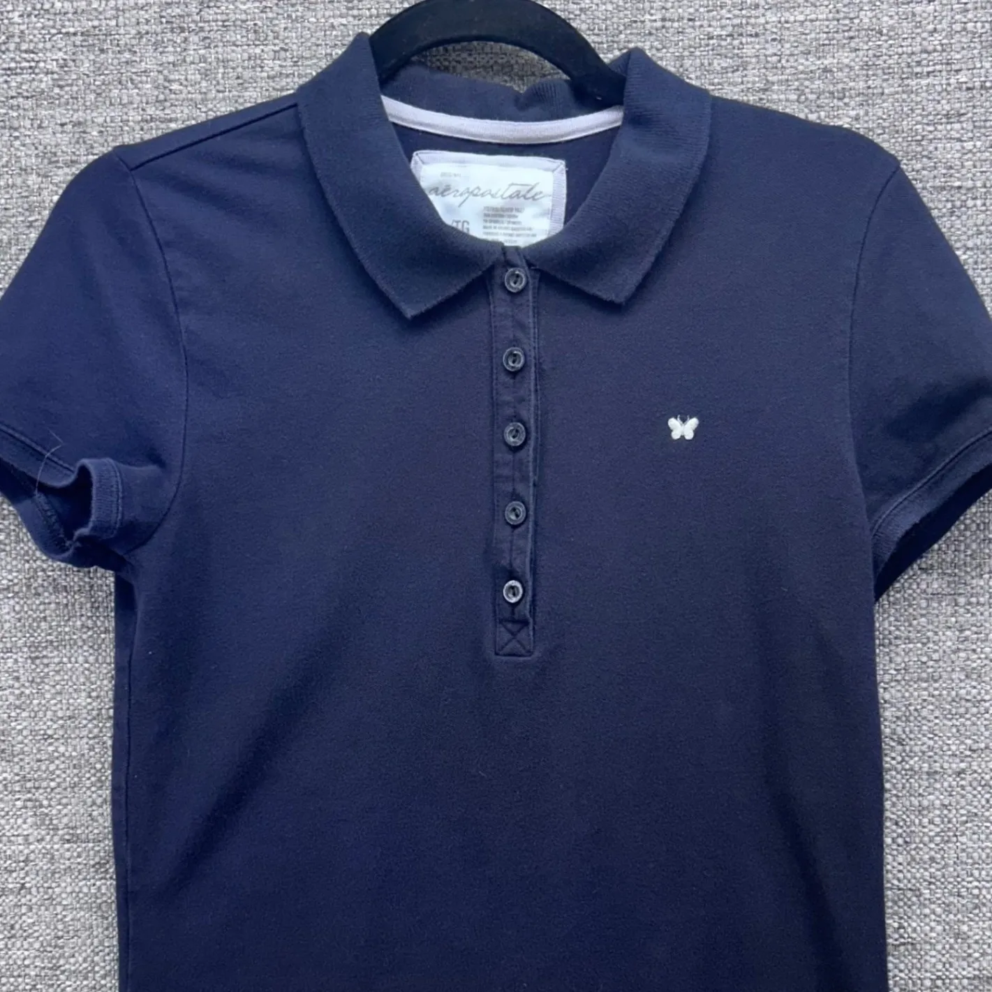 Aeropostale Skinny Polo Shirt XL Black - Image 2