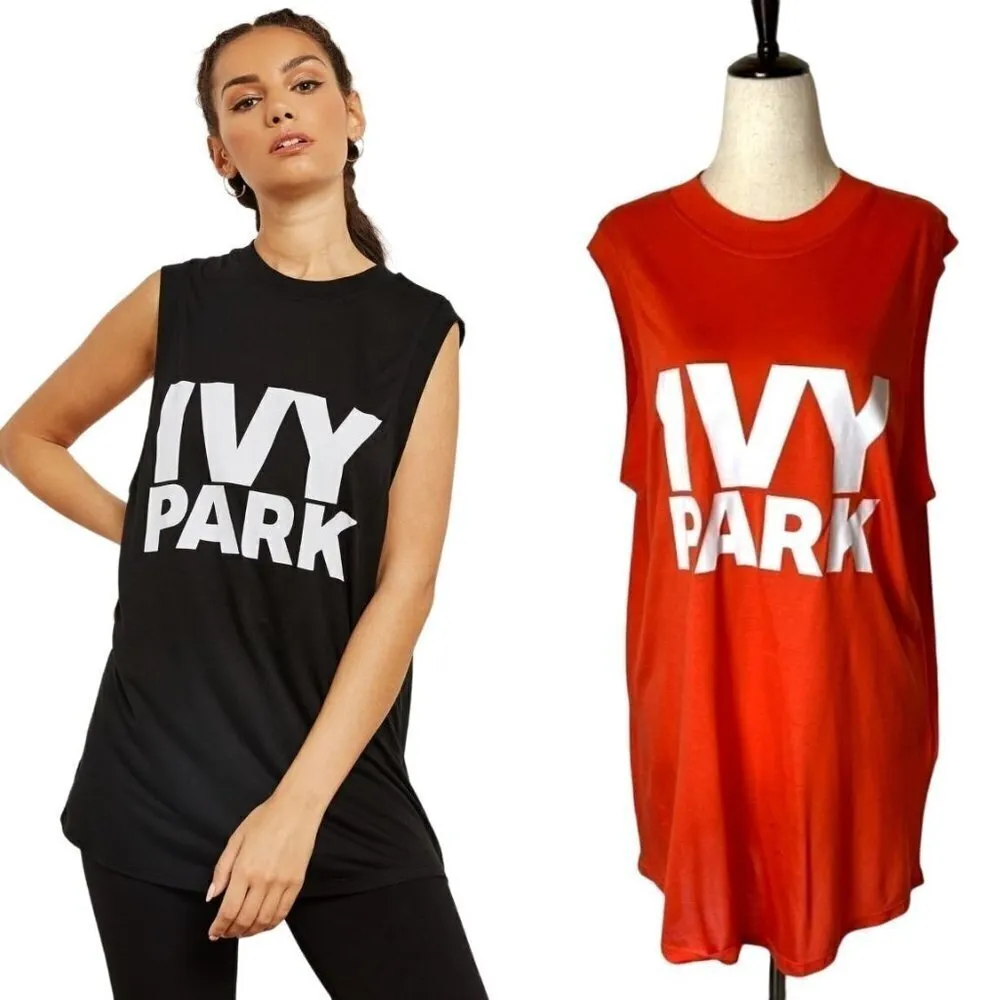 Ivy‎ Park Orange And White Modal Crew Neck Sleeveless Tank Top Size S - Image 2