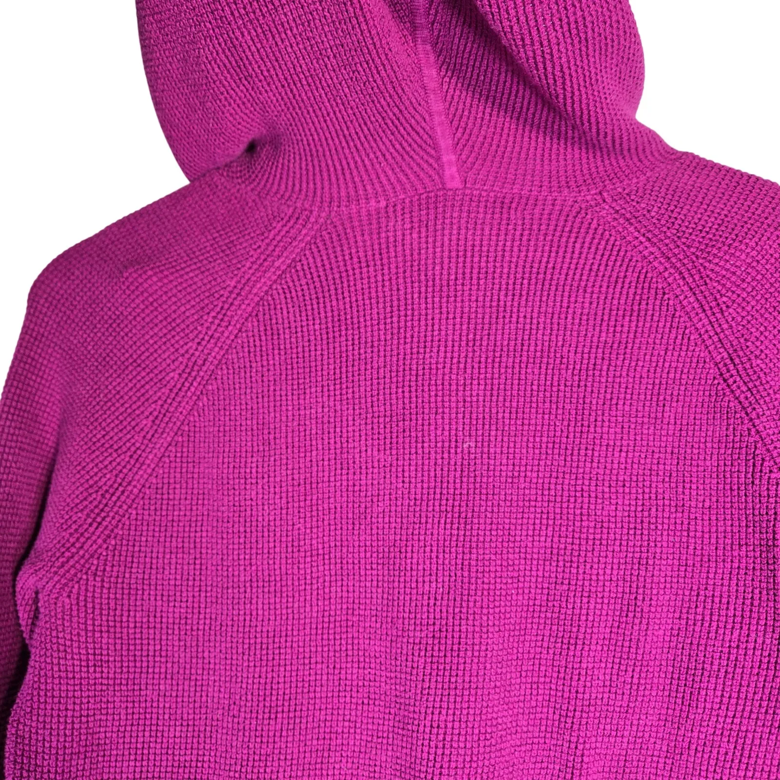 Lauren Ralph Lauren Women Knit Hoodie Sweater Magenta‎ Cotton Size M - Image 3