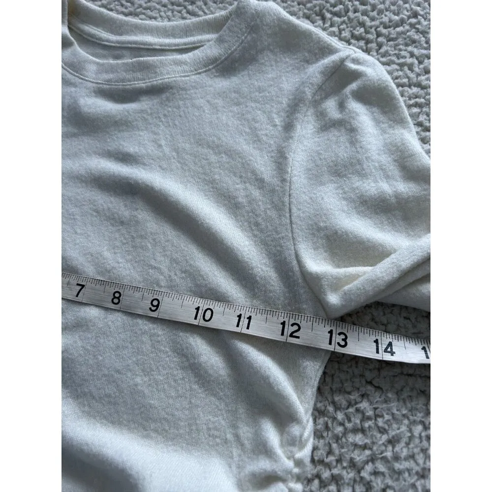 Madewell Woman Side Gather Long Sleeve Top in Ivory Crewneck T-shirt Size XS - Image 6