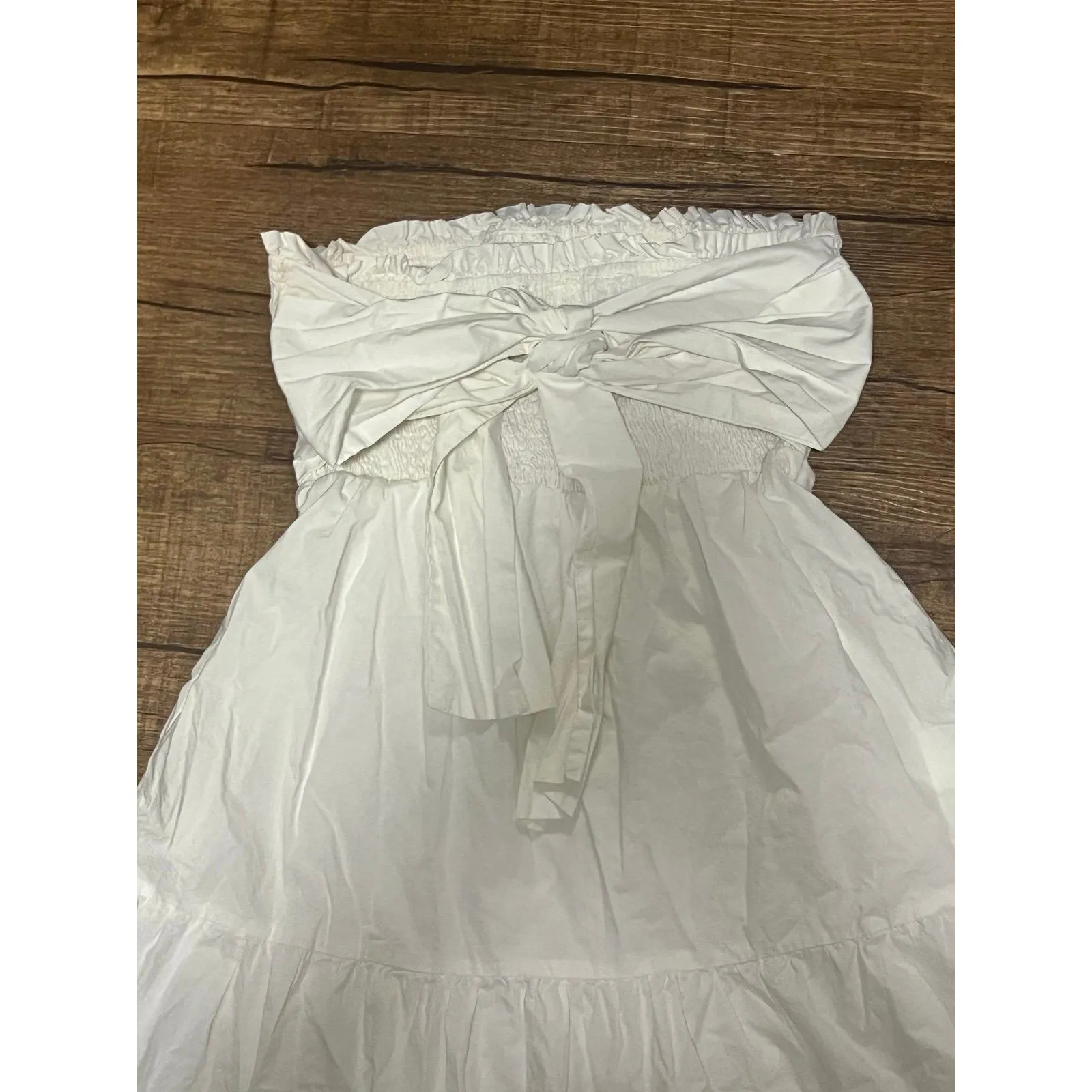 Allie Rose Shirred white tie back ruffle dress - Image 4