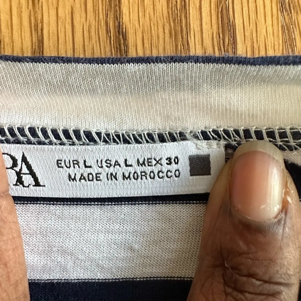 ZARA Black And White Striped Tie hem Crop Shirt Size Large - Image 3