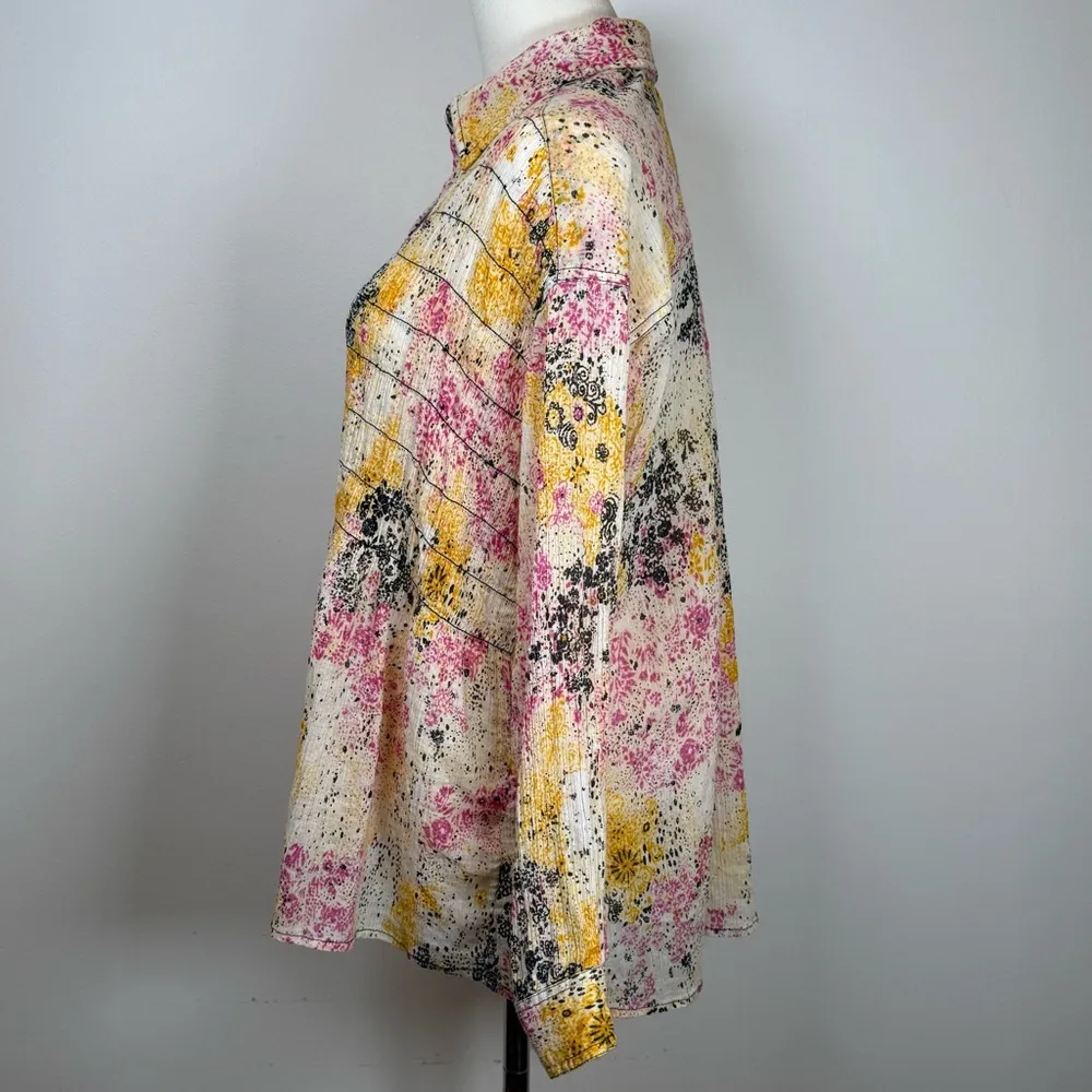 Pilcro | Anthropologie Smocked Buttondown Boho Blouse Women’s Size XXSP - Image 8