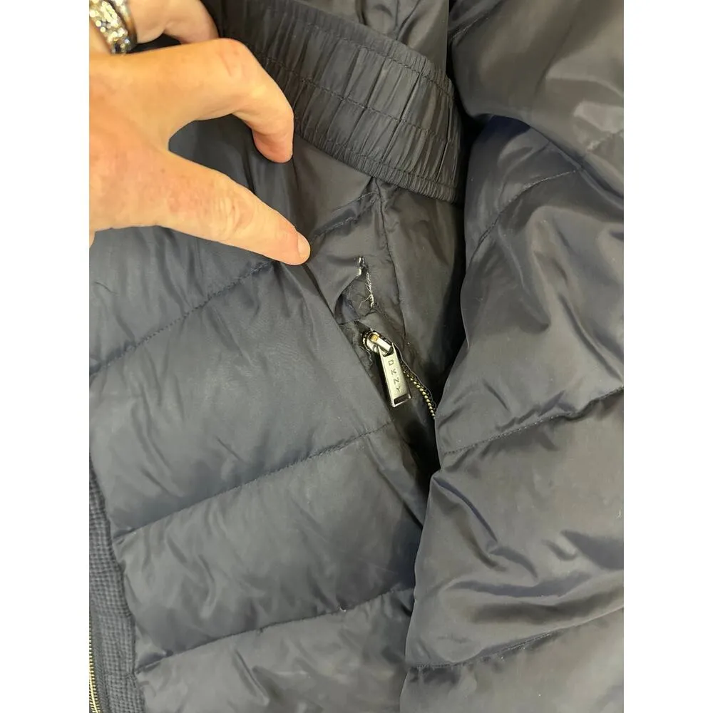 DKNY Navy puffer down 3/4 length coat with belt size 2x * - Image 12